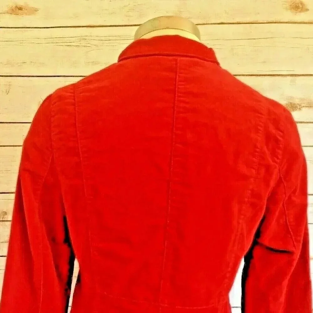 MOSSIMO Women Front Button 100% Cotton Collar Corduroy Red Coat Jacket Sz Medium - Picture 5 of 12